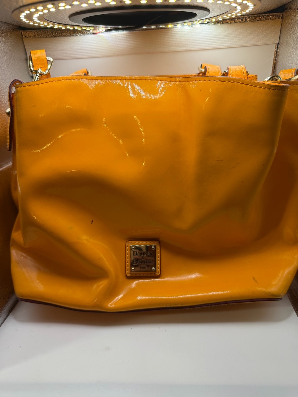 Dooney & Bourke Orange Patent Leather Shoulder Bag